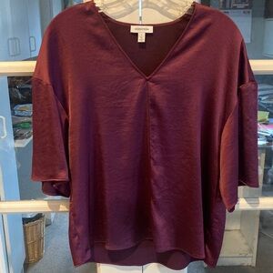 Nordstrom Deep Purple V-Neck Blouse